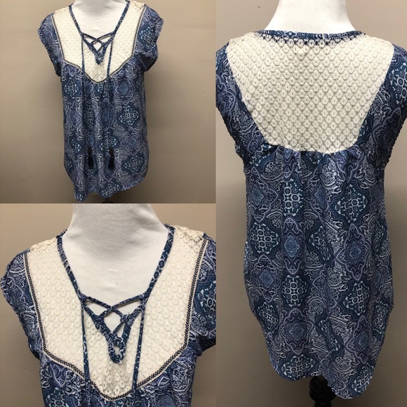 Rewind Tops - Rewind Boho Top with Tassels & Crochet Neckline